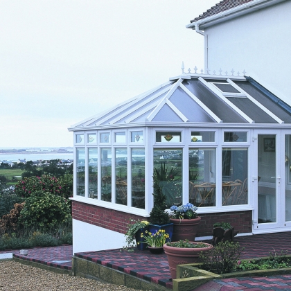 Cinematic photo of a conservatory in the garden